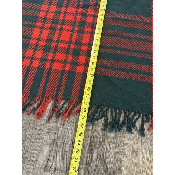 Vintage “All Wool” Blanket Tartan Plaid Stadium Fringed Made Britain Red Green - Picture 6 of 11